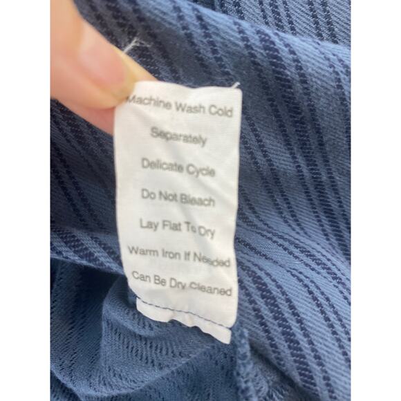 Cabi Cascade Peplum‎ Steampunk 100% Cotton Cropped Blue Striped Jacket Sz M - Picture 9 of 10